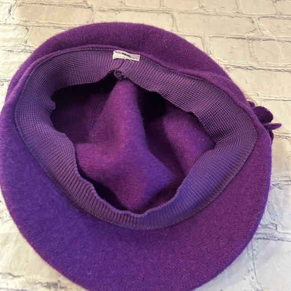 WOOL BLEND PURPLE WITH SIDE FLOWERS WOMENS HAT - Picture 6 of 7